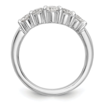 0.90ct. CZ Solid Real 14K White Gold 5-Stone Wedding Band Ring