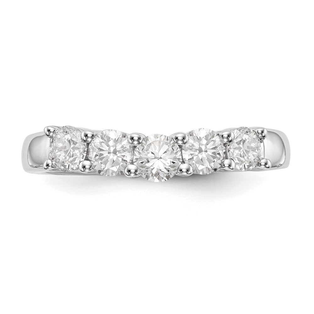 14K White Gold 5-Stone Real Diamond Band