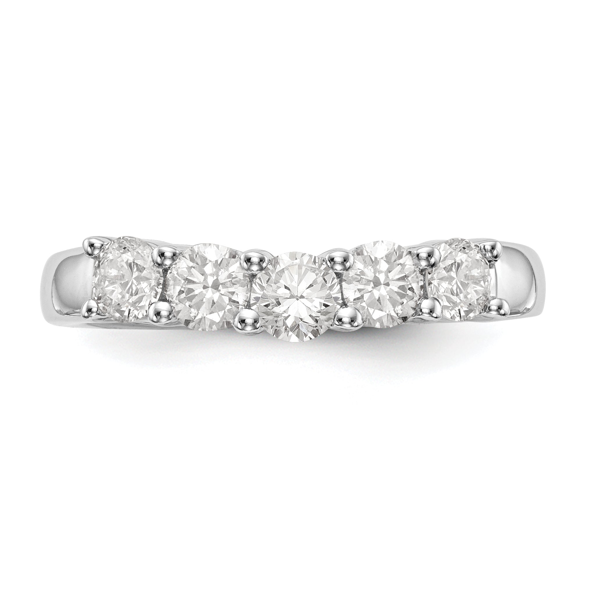 0.90ct. CZ Solid Real 14K White Gold 5-Stone Wedding Band Ring