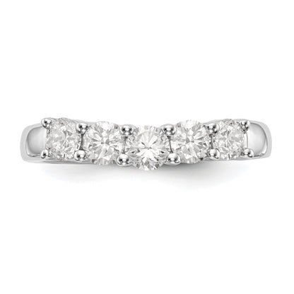 0.90ct. CZ Solid Real 14K White Gold 5-Stone Wedding Band Ring