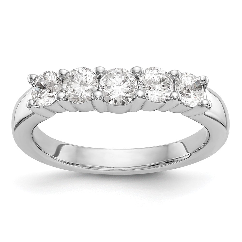 14K White Gold 5-Stone Real Diamond Band
