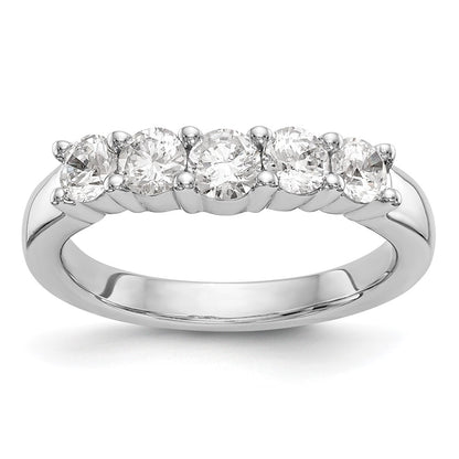 14K White Gold 5-Stone Real Diamond Band
