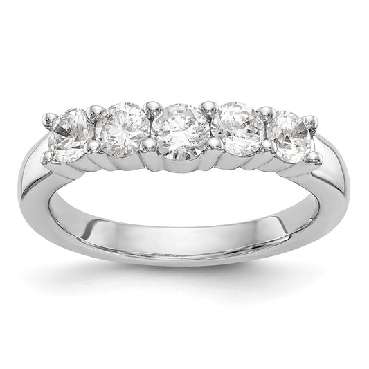 14K White Gold 5-Stone Real Diamond Band