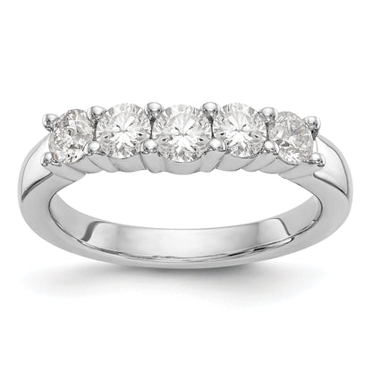 0.90ct. CZ Solid Real 14K White Gold 5-Stone Wedding Band Ring