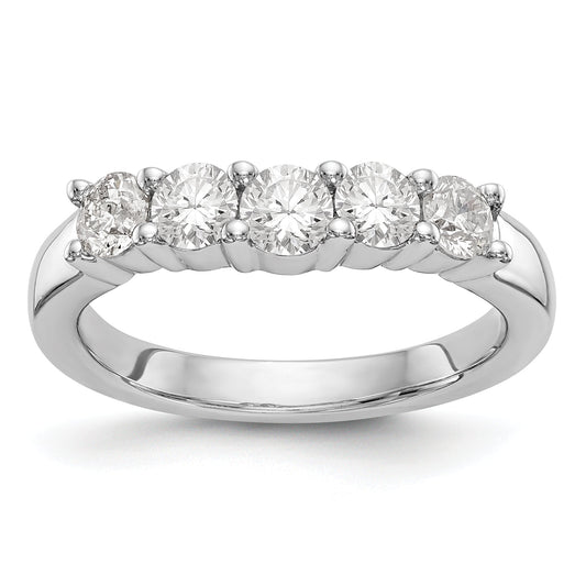 0.90ct. CZ Solid Real 14K White Gold 5-Stone Wedding Band Ring