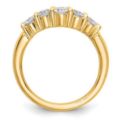 0.90ct. CZ Solid Real 14K Yellow Gold 5-Stone Wedding Band Ring