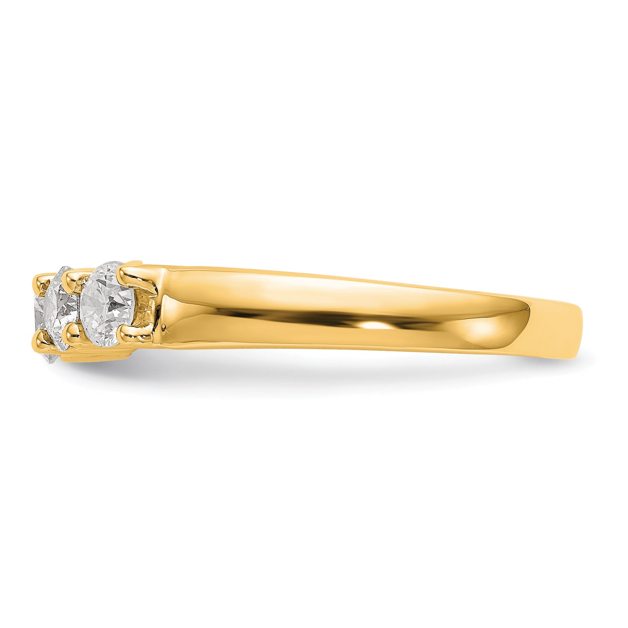 0.90ct. CZ Solid Real 14K Yellow Gold 5-Stone Wedding Band Ring