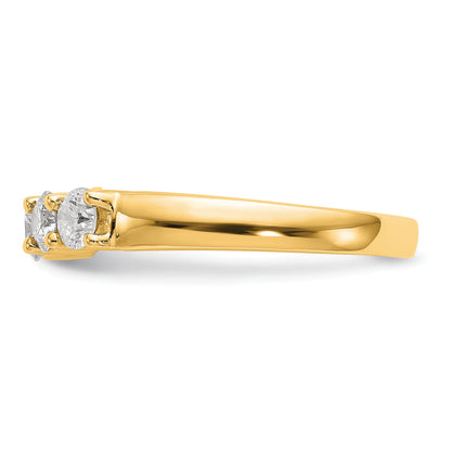 0.90ct. CZ Solid Real 14K Yellow Gold 5-Stone Wedding Band Ring