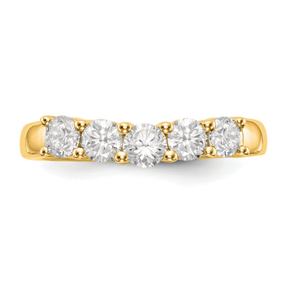 0.90ct. CZ Solid Real 14K Yellow Gold 5-Stone Wedding Band Ring