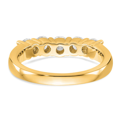 0.90ct. CZ Solid Real 14K Yellow Gold 5-Stone Wedding Band Ring