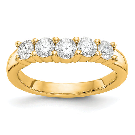 0.90ct. CZ Solid Real 14K Yellow Gold 5-Stone Wedding Band Ring
