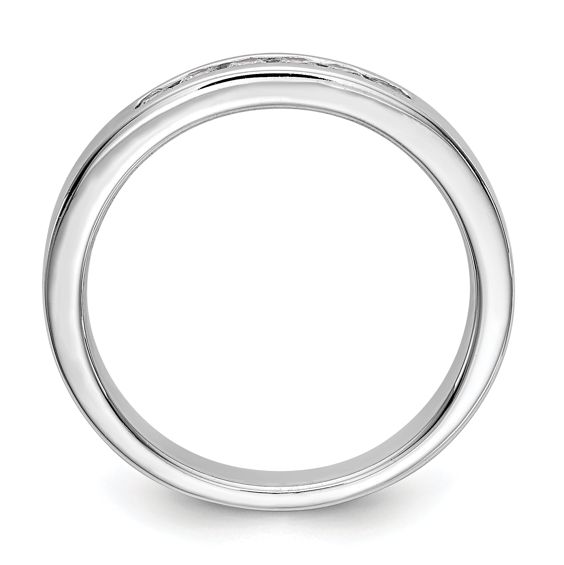 0.23ct. CZ Solid Real 14K White Gold 6-2.1mm Stone  Channel Wedding Band Ring