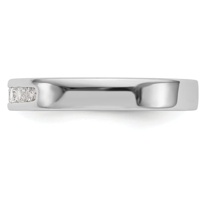 0.23ct. CZ Solid Real 14K White Gold 6-2.1mm Stone  Channel Wedding Band Ring