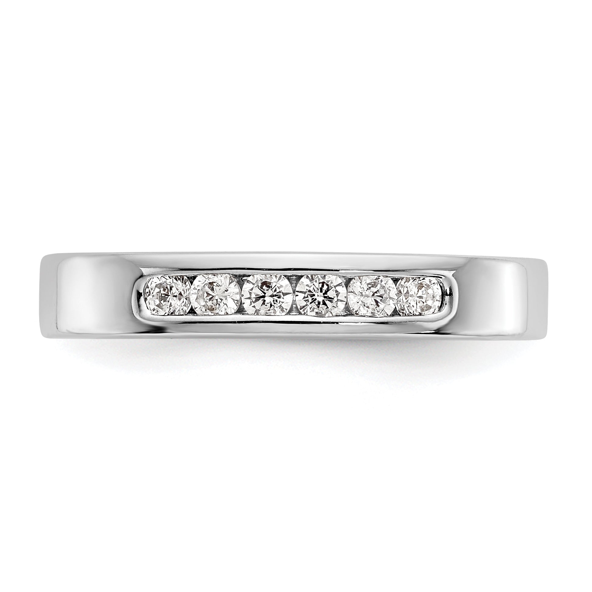 0.23ct. CZ Solid Real 14K White Gold 6-Stone Channel Wedding Band Ring
