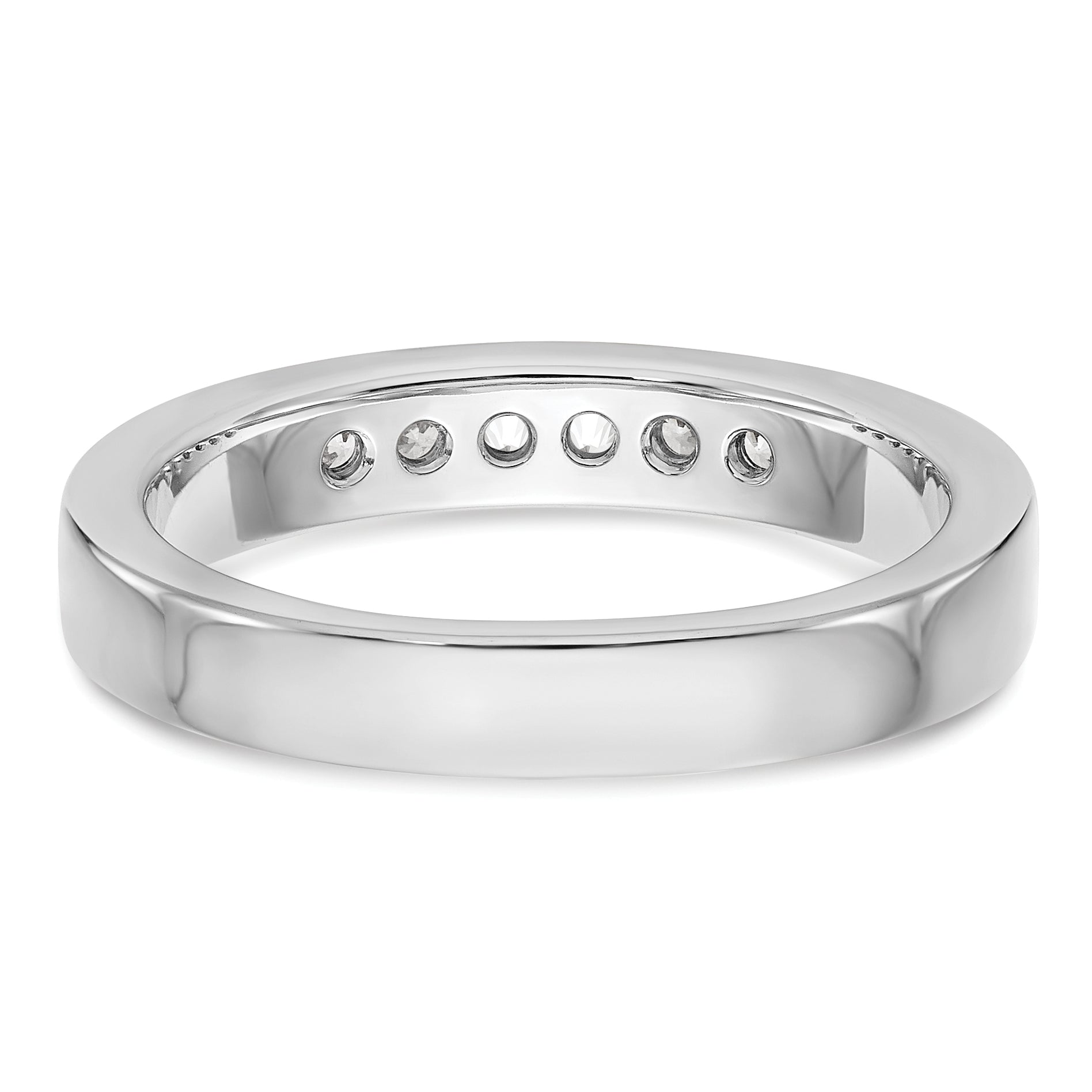 0.23ct. CZ Solid Real 14K White Gold 6-2.1mm Stone  Channel Wedding Band Ring