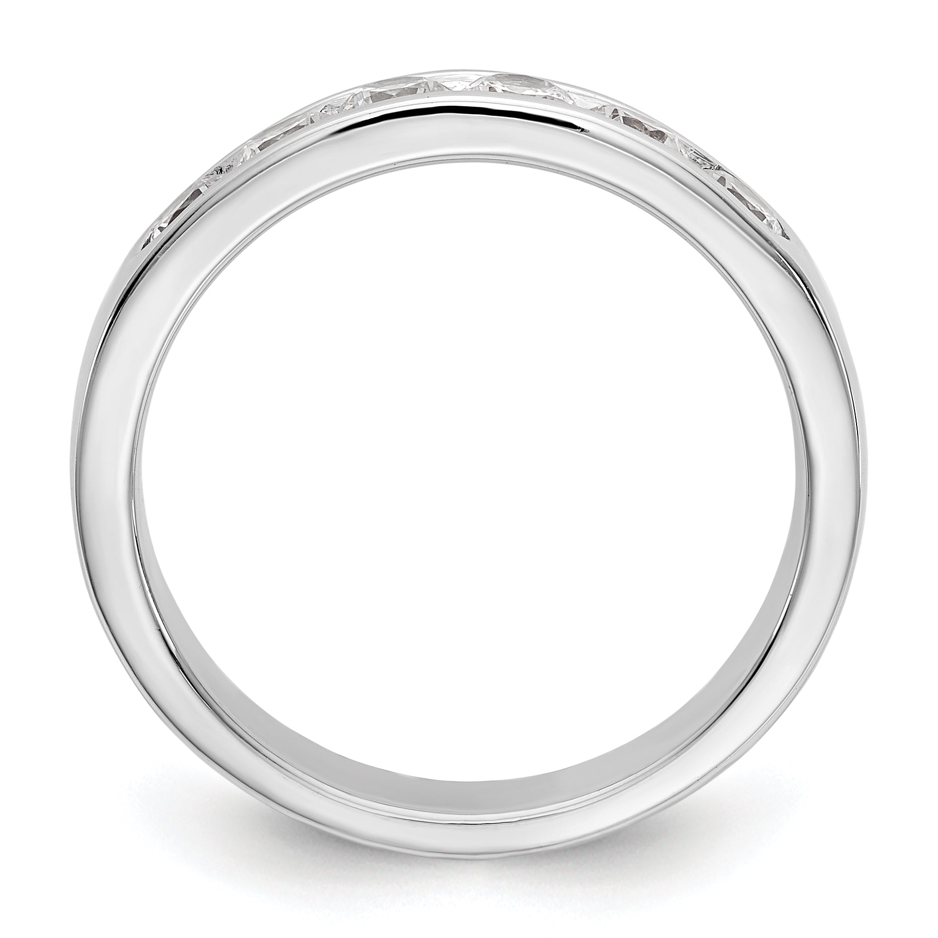 0.69ct. CZ Solid Real 14K White Gold 6-3.1mm Stone Channel Wedding Band Ring