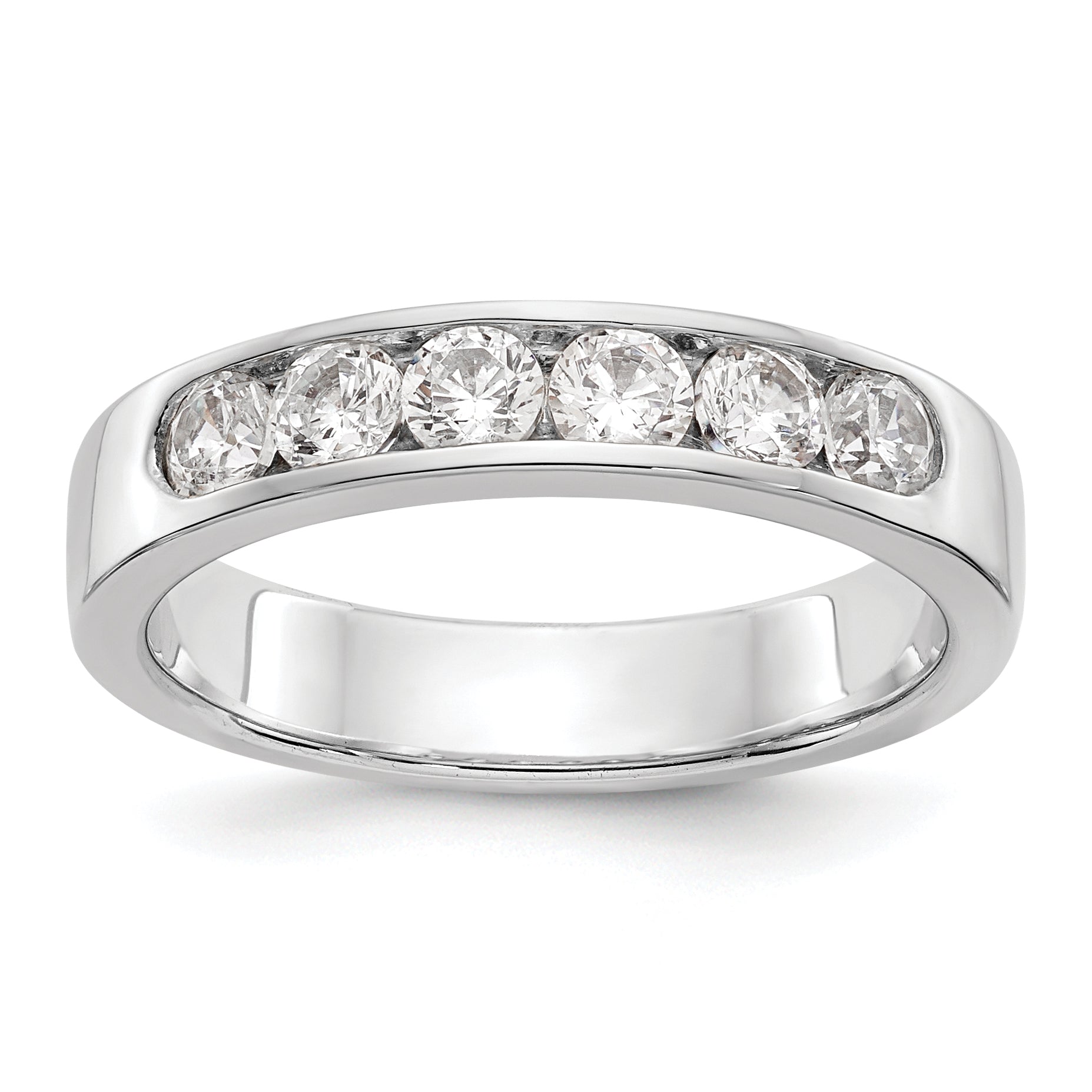 0.69ct. CZ Solid Real 14K White Gold 6-3.1mm Stone Channel Wedding Band Ring