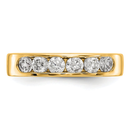 0.69ct. CZ Solid Real 14K Yellow Gold 6-3.1mm Stone Channel Wedding Band Ring