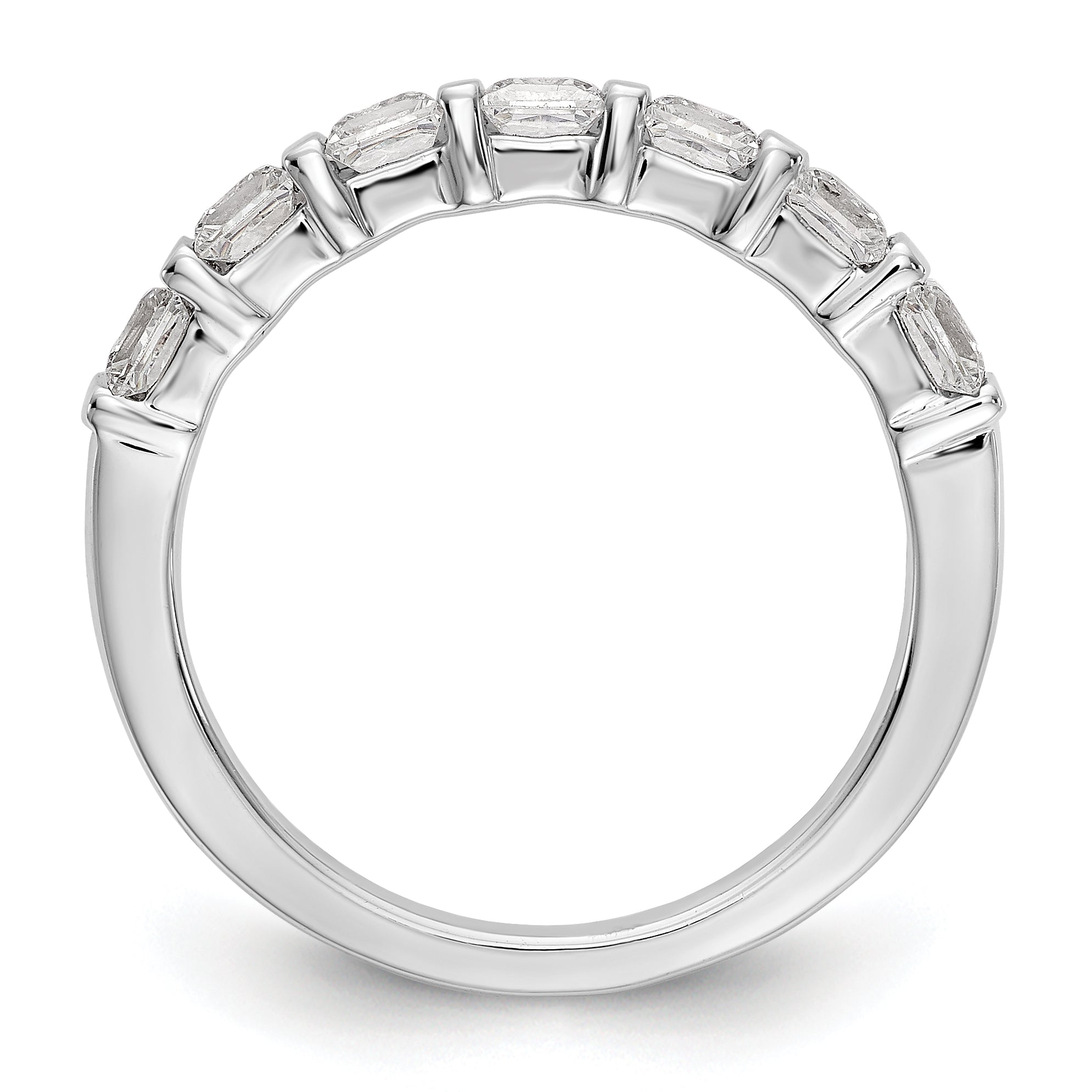 1.20ct. CZ Solid Real 14K White Gold 7-Stone Wedding Band Ring
