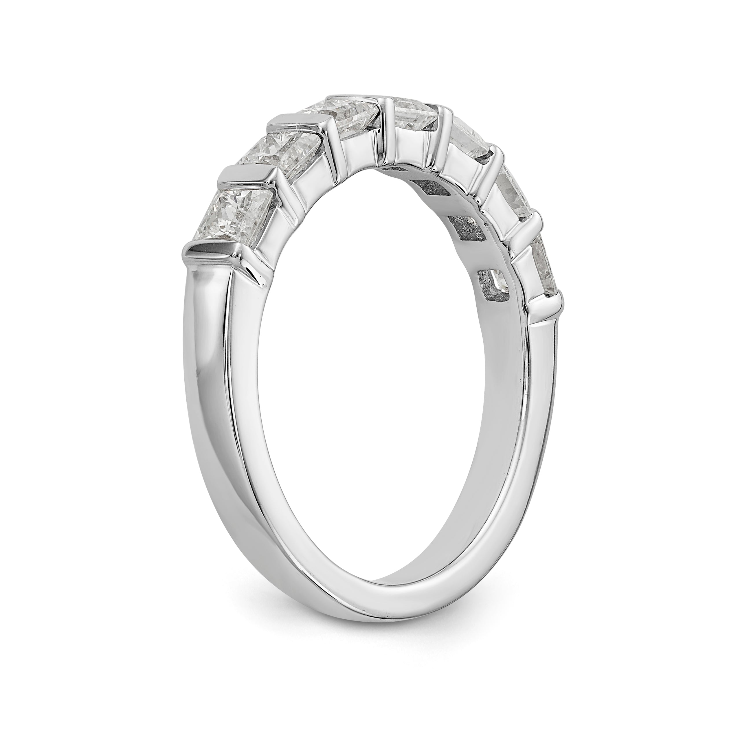 1.20ct. CZ Solid Real 14K White Gold 7-Stone Wedding Band Ring