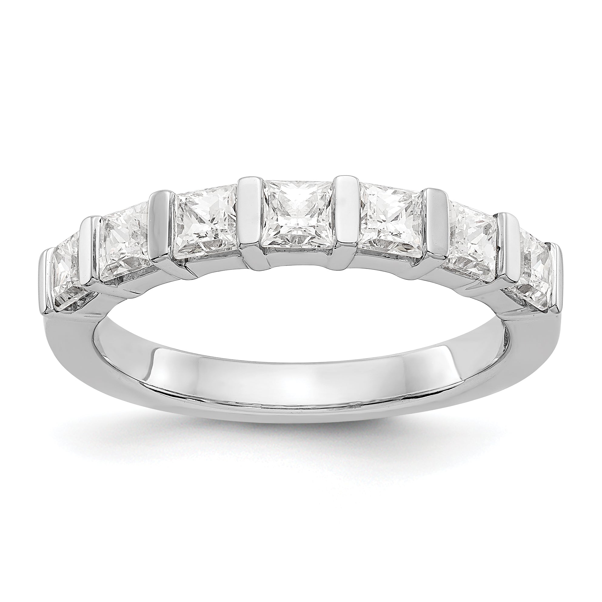 1.20ct. CZ Solid Real 14K White Gold 7-Stone Wedding Band Ring
