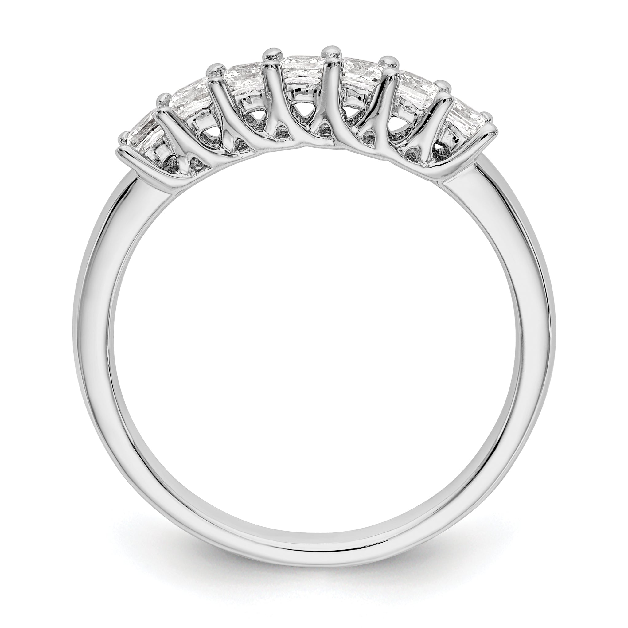 0.50ct. CZ Solid Real 14K White Gold 7-Stone Wedding Band Ring