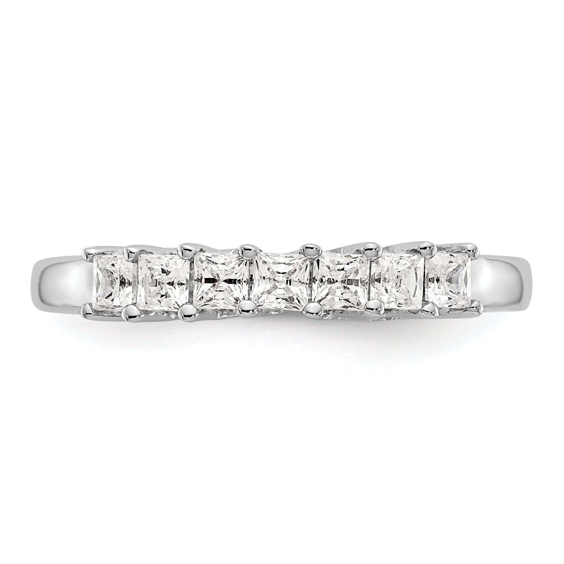 0.50ct. CZ Solid Real 14K White Gold 7-Stone Wedding Band Ring