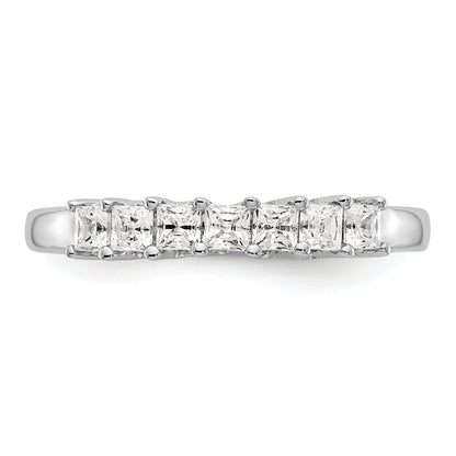 0.50ct. CZ Solid Real 14K White Gold 7-Stone Wedding Band Ring
