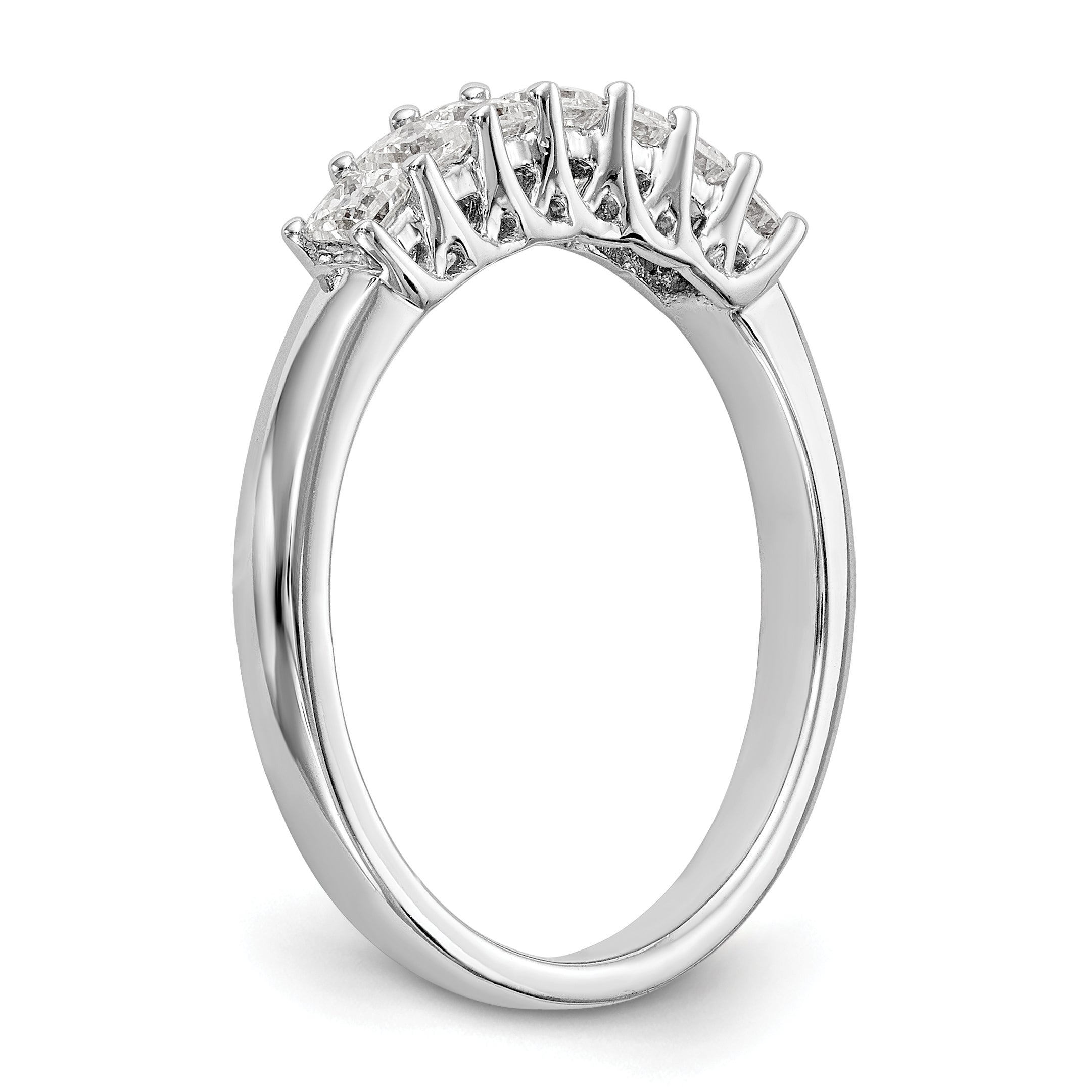 0.50ct. CZ Solid Real 14K White Gold 7-Stone Wedding Band Ring