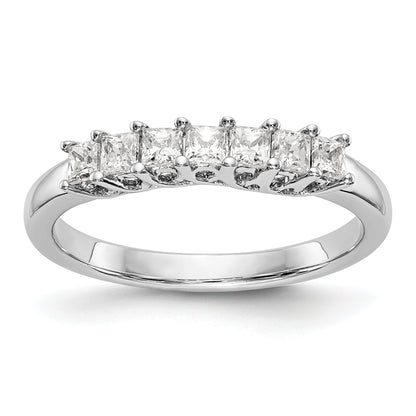0.50ct. CZ Solid Real 14K White Gold 7-Stone Wedding Band Ring