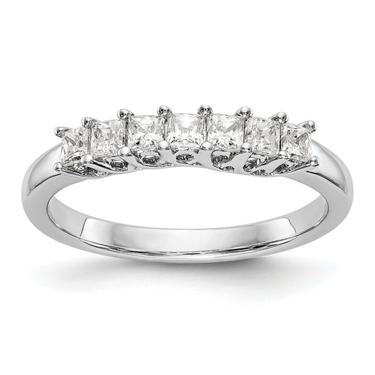 0.50ct. CZ Solid Real 14K White Gold 7-Stone Wedding Band Ring