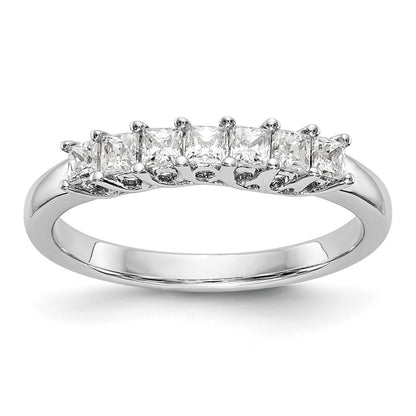 14K White Gold 7-Stone Real Diamond Band