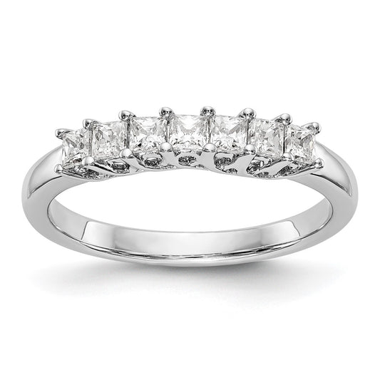 14K White Gold 7-Stone Real Diamond Band