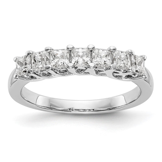 14K White Gold 7-Stone Real Diamond Band