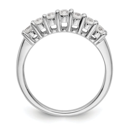 0.49ct. CZ Solid Real 14K White Gold 7-Stone Wedding Band Ring