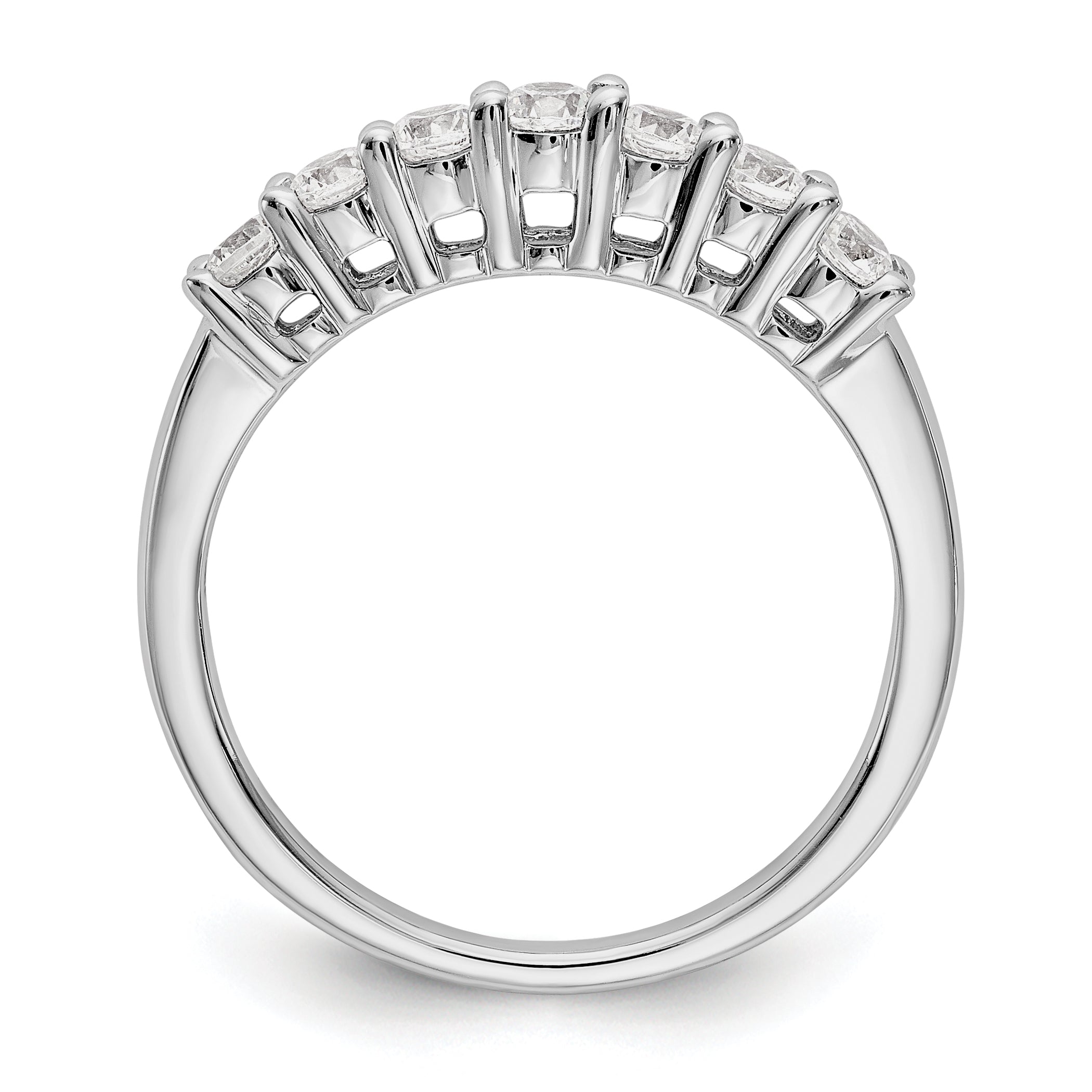 0.49ct. CZ Solid Real 14K White Gold 7-Stone Wedding Band Ring