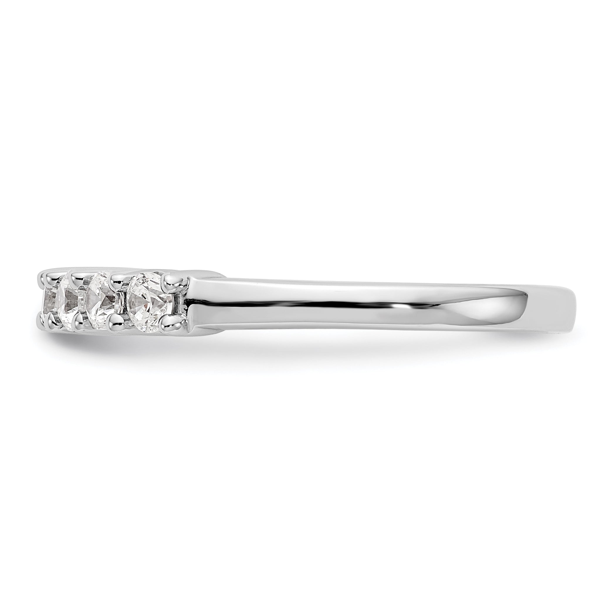0.49ct. CZ Solid Real 14K White Gold 7-Stone Wedding Band Ring