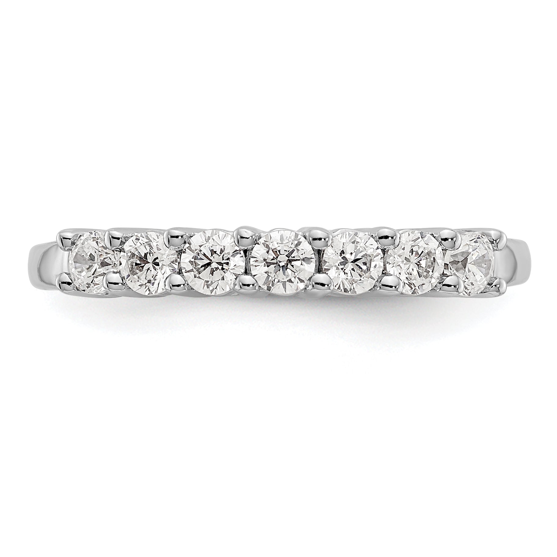 0.49ct. CZ Solid Real 14K White Gold 7-Stone Wedding Band Ring