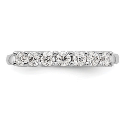 14k White Gold 7-Stone Shared Prong 1/2 carat Complete Round Diamond Band