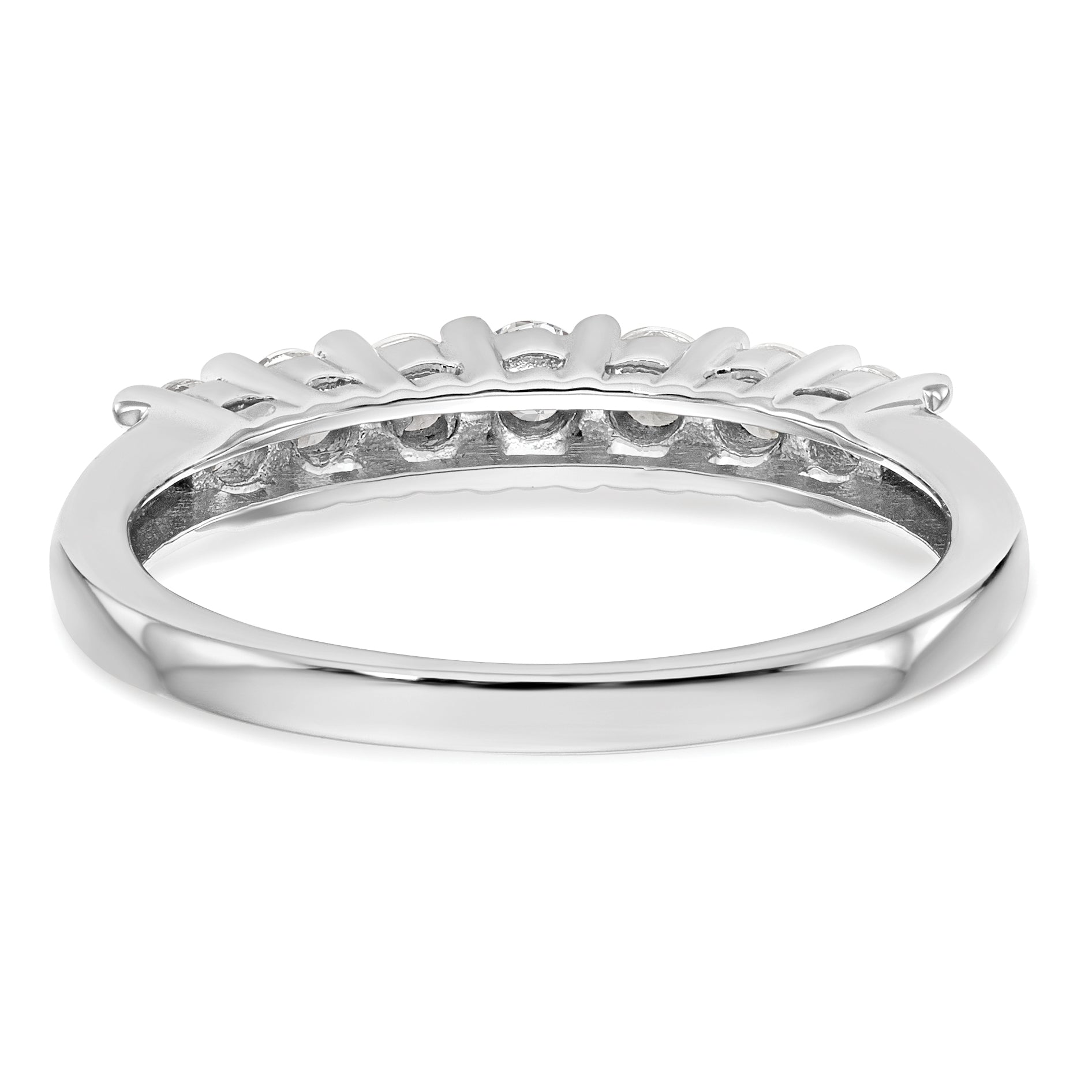 0.49ct. CZ Solid Real 14K White Gold 7-Stone Wedding Band Ring