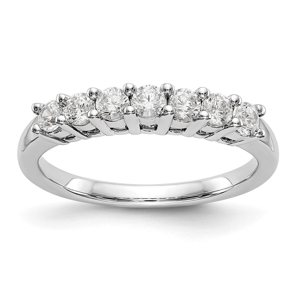 14K White Gold 7-Stone Real Diamond Band