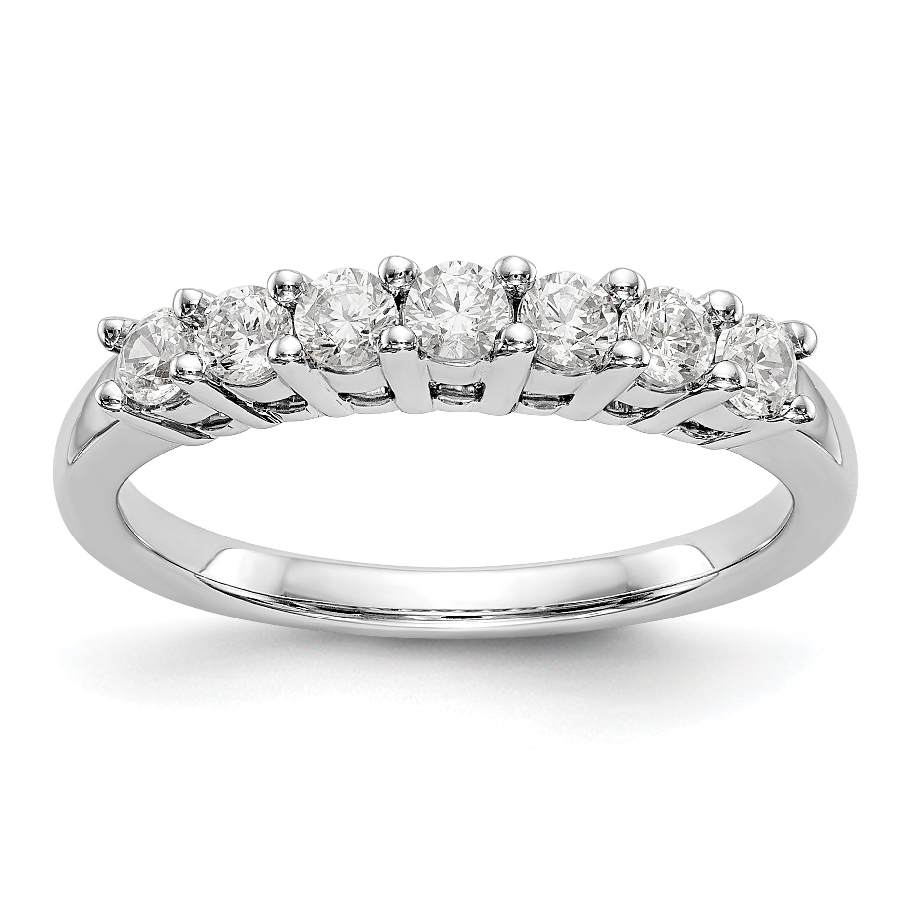 0.49ct. CZ Solid Real 14K White Gold 7-Stone Wedding Band Ring