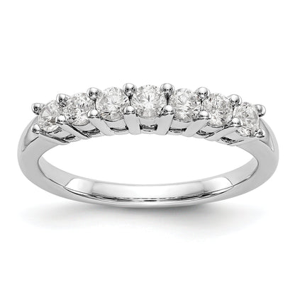0.49ct. CZ Solid Real 14K White Gold 7-Stone Wedding Band Ring