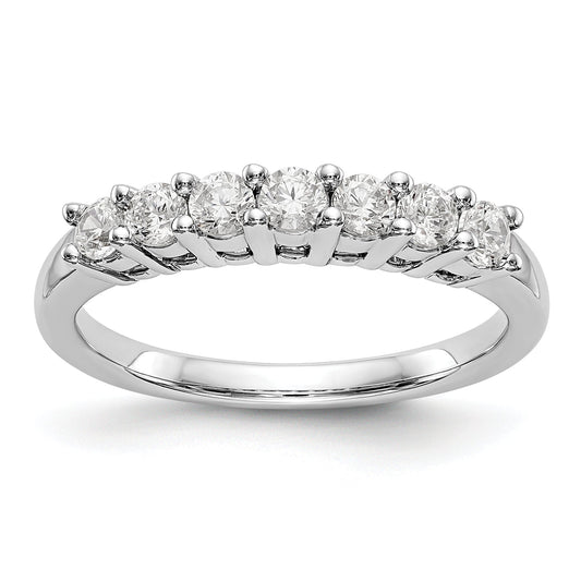 0.49ct. CZ Solid Real 14K White Gold 7-Stone Wedding Band Ring
