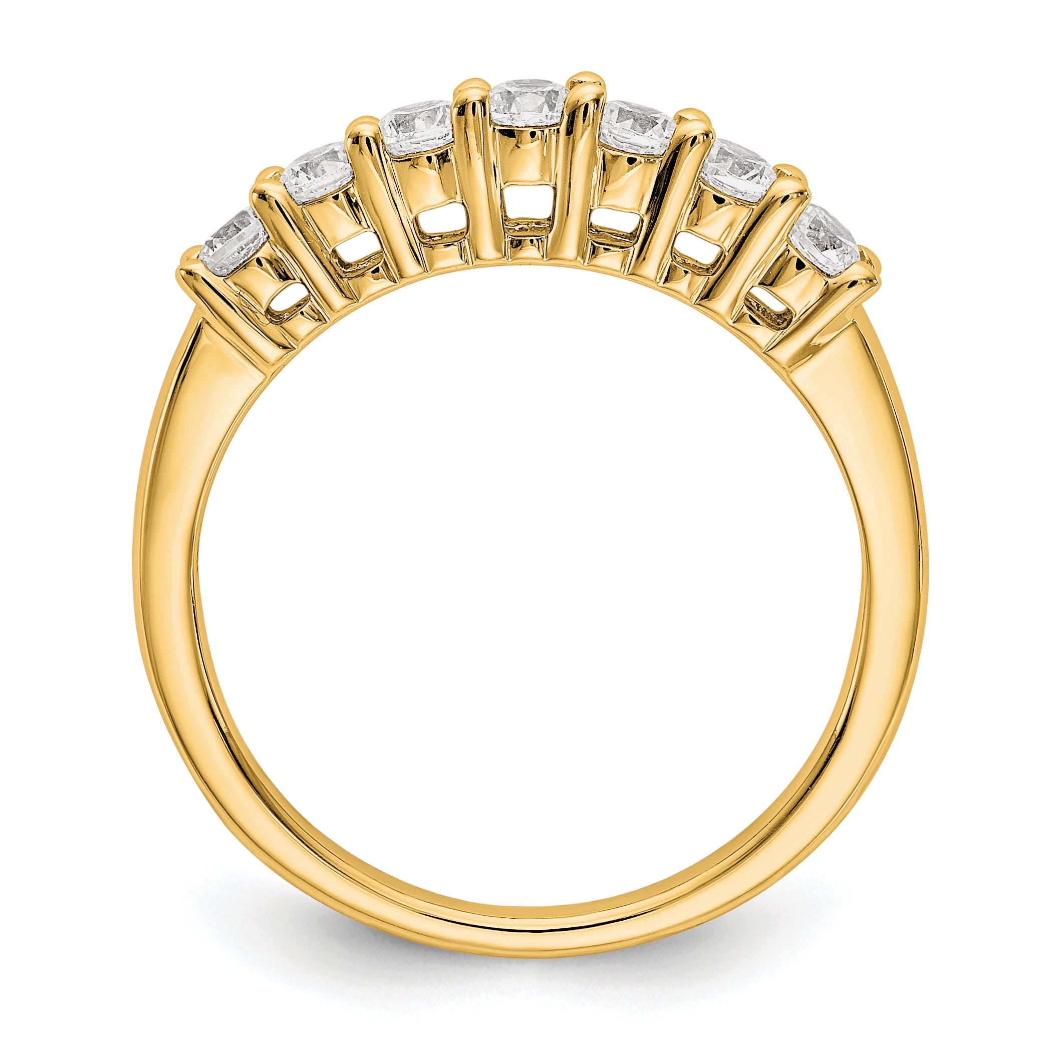 0.49ct. CZ Solid Real 14K Yellow Gold 7-Stone Wedding Band Ring