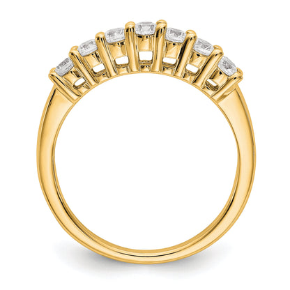 0.49ct. CZ Solid Real 14K Yellow Gold 7-Stone Wedding Band Ring