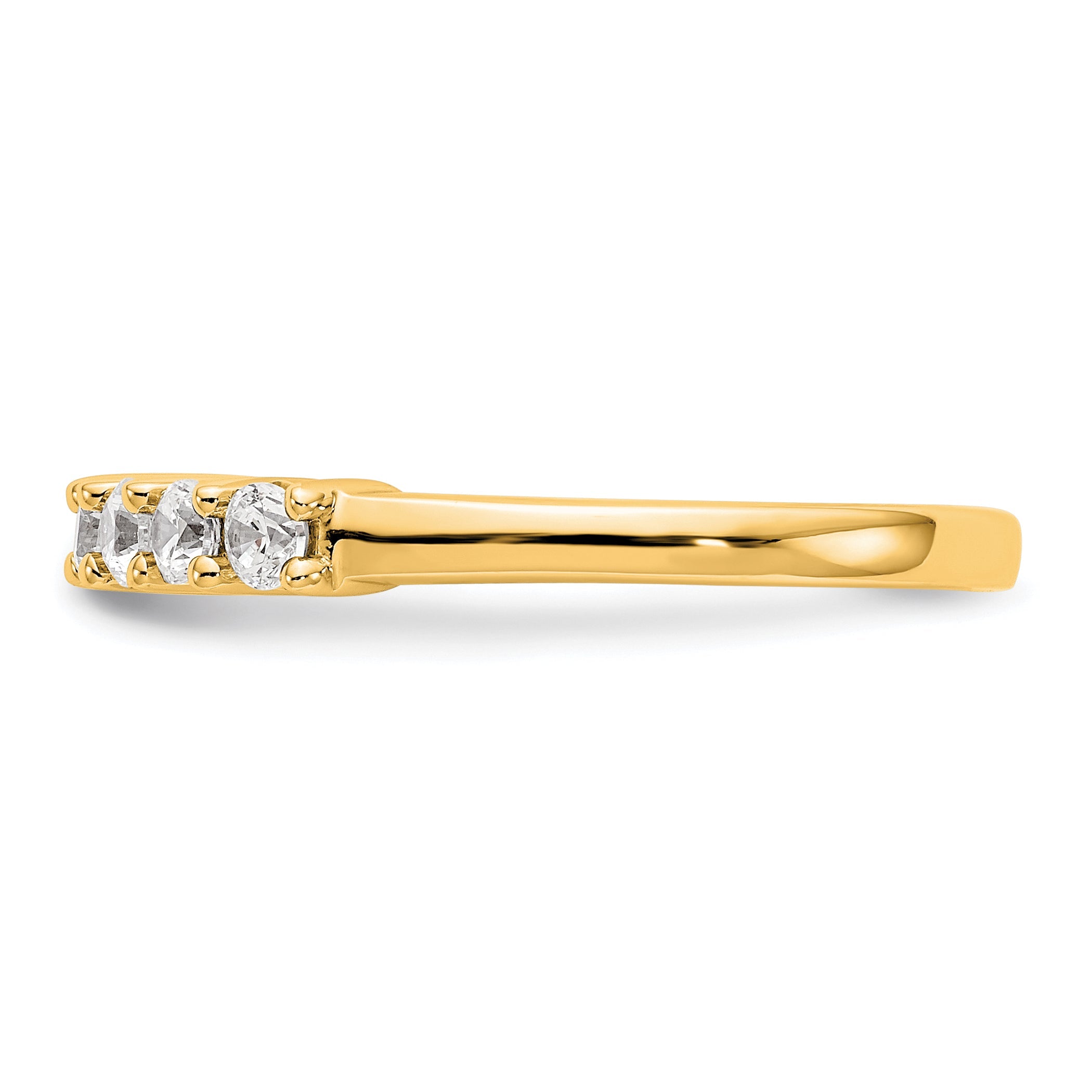 0.49ct. CZ Solid Real 14K Yellow Gold 7-Stone Wedding Band Ring