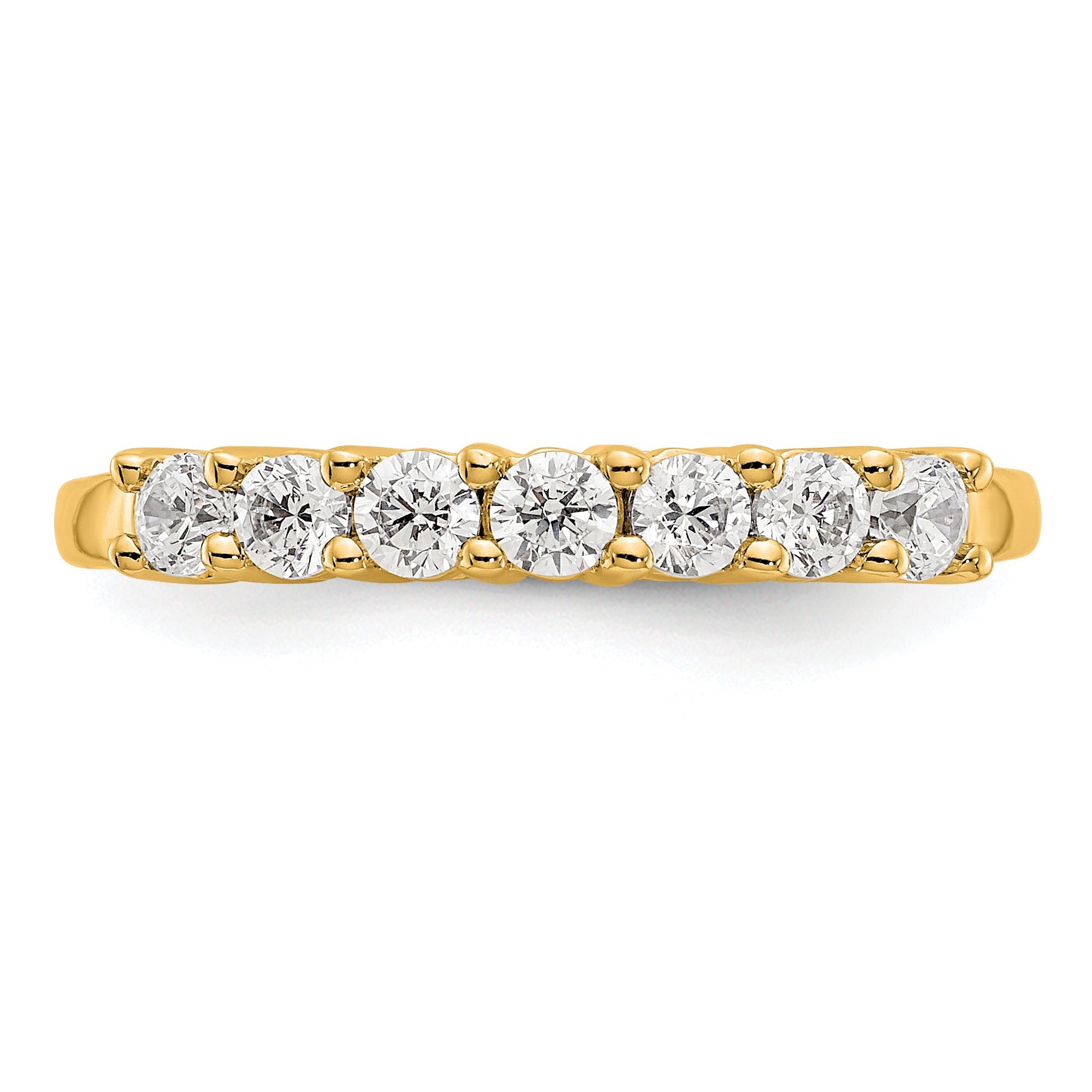 0.49ct. CZ Solid Real 14K Yellow Gold 7-Stone Wedding Band Ring