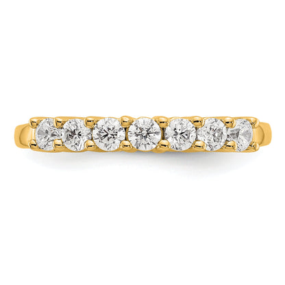 0.49ct. CZ Solid Real 14K Yellow Gold 7-Stone Wedding Band Ring