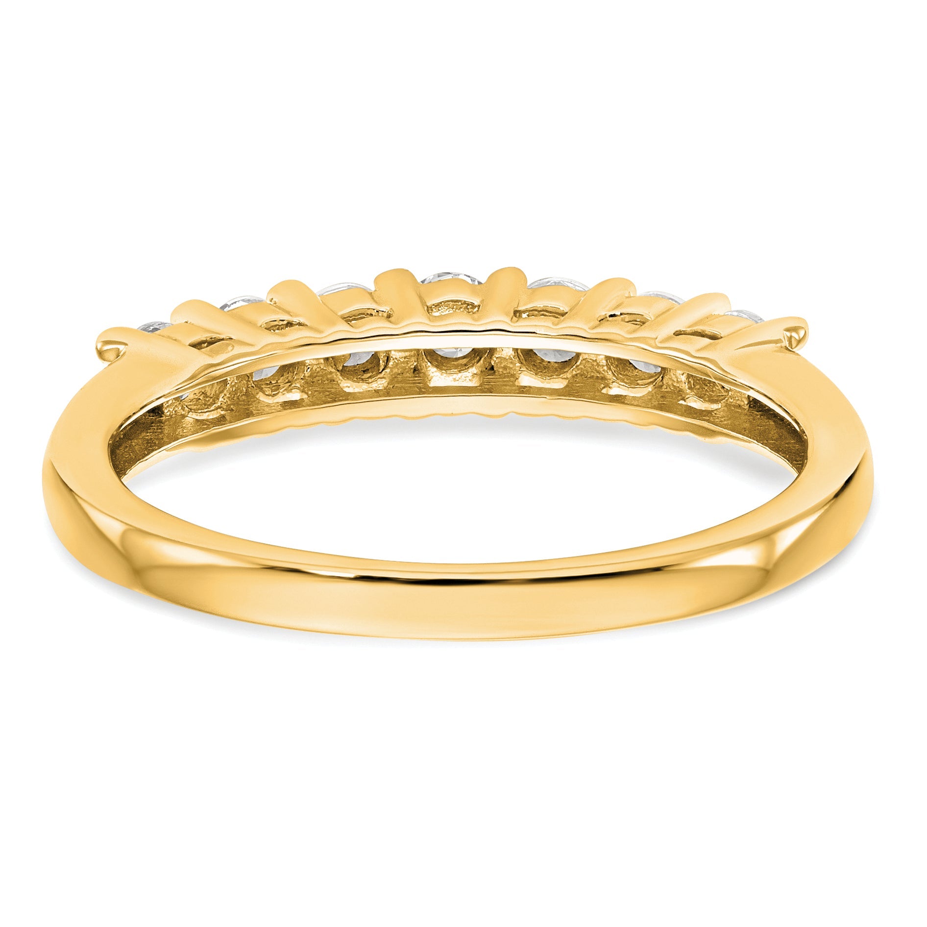 0.49ct. CZ Solid Real 14K Yellow Gold 7-Stone Wedding Band Ring